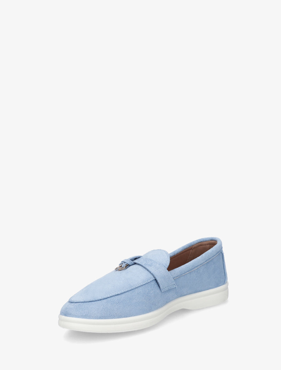 Mocassins en suédine à semelle plate - Bleu ciel - 3