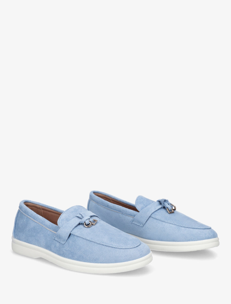 Mocassins en suédine à semelle plate - Bleu ciel - 4