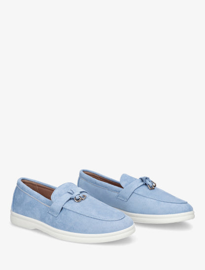 Mocassins en suédine à semelle plate - Bleu ciel - 4