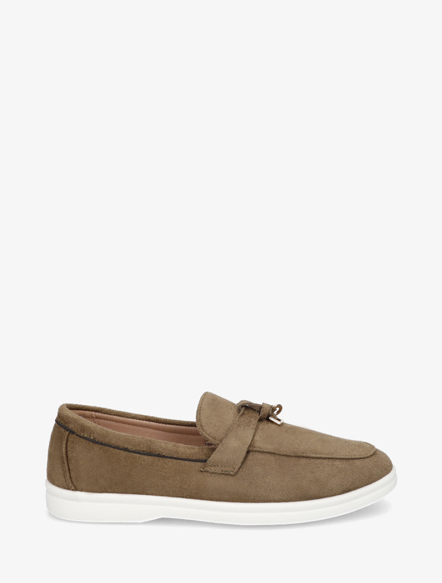 Mocassins en suédine à semelle plate - Kaki - 1