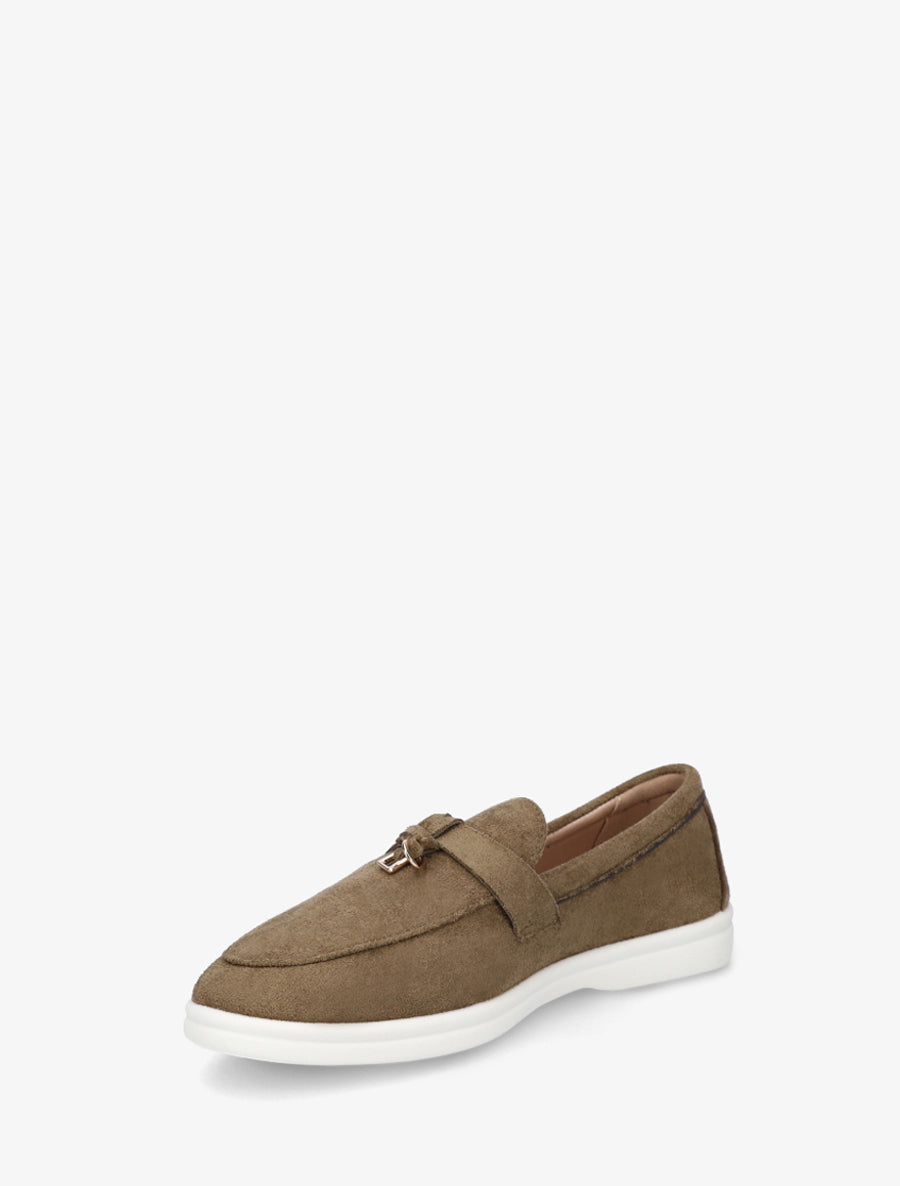 Mocassins en suédine à semelle plate - Kaki - 3