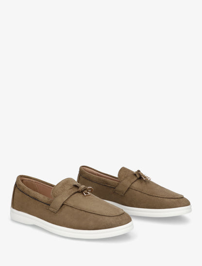 Mocassins en suédine à semelle plate - Kaki - 4