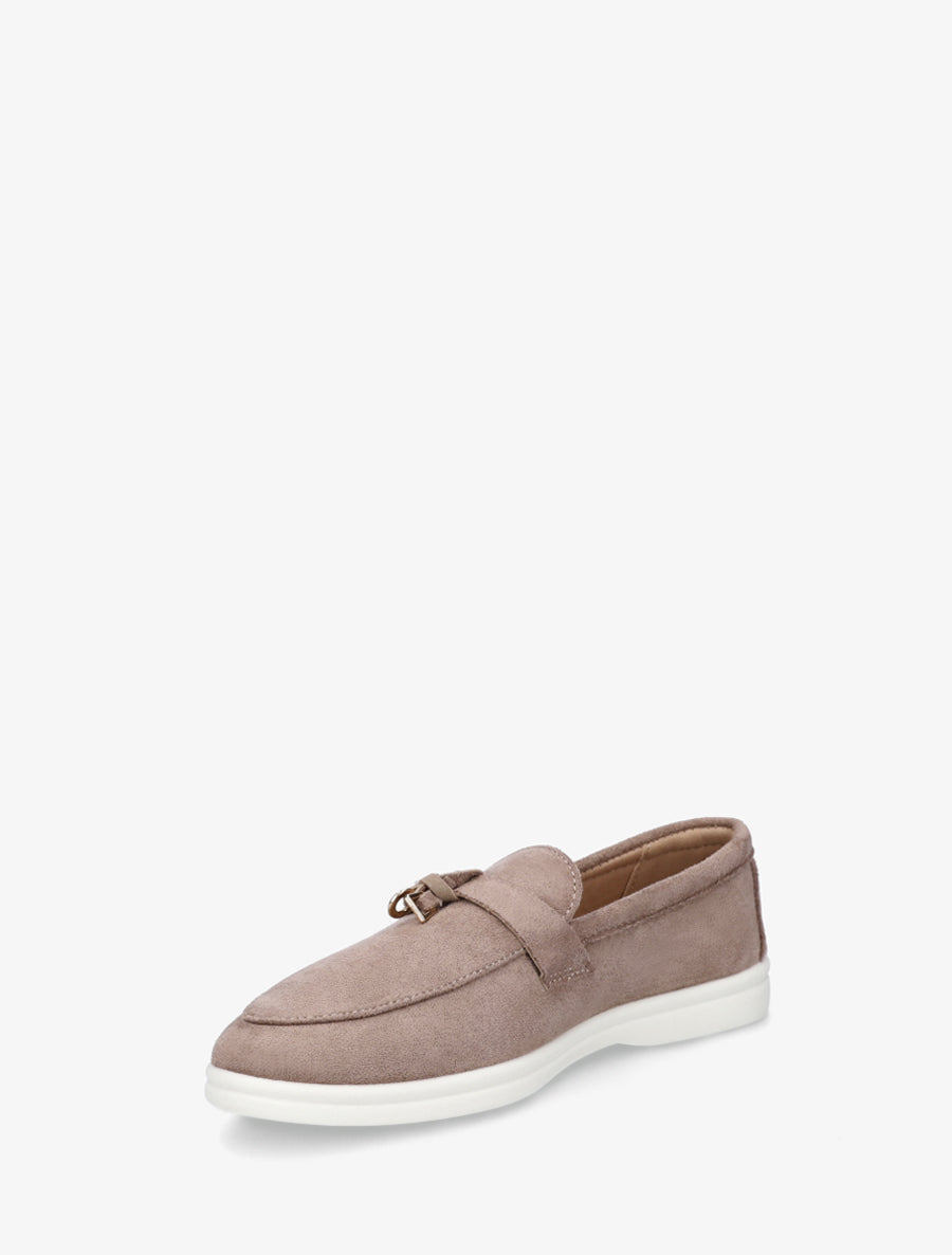 Mocassins en suédine à semelle plate - Taupe - 3