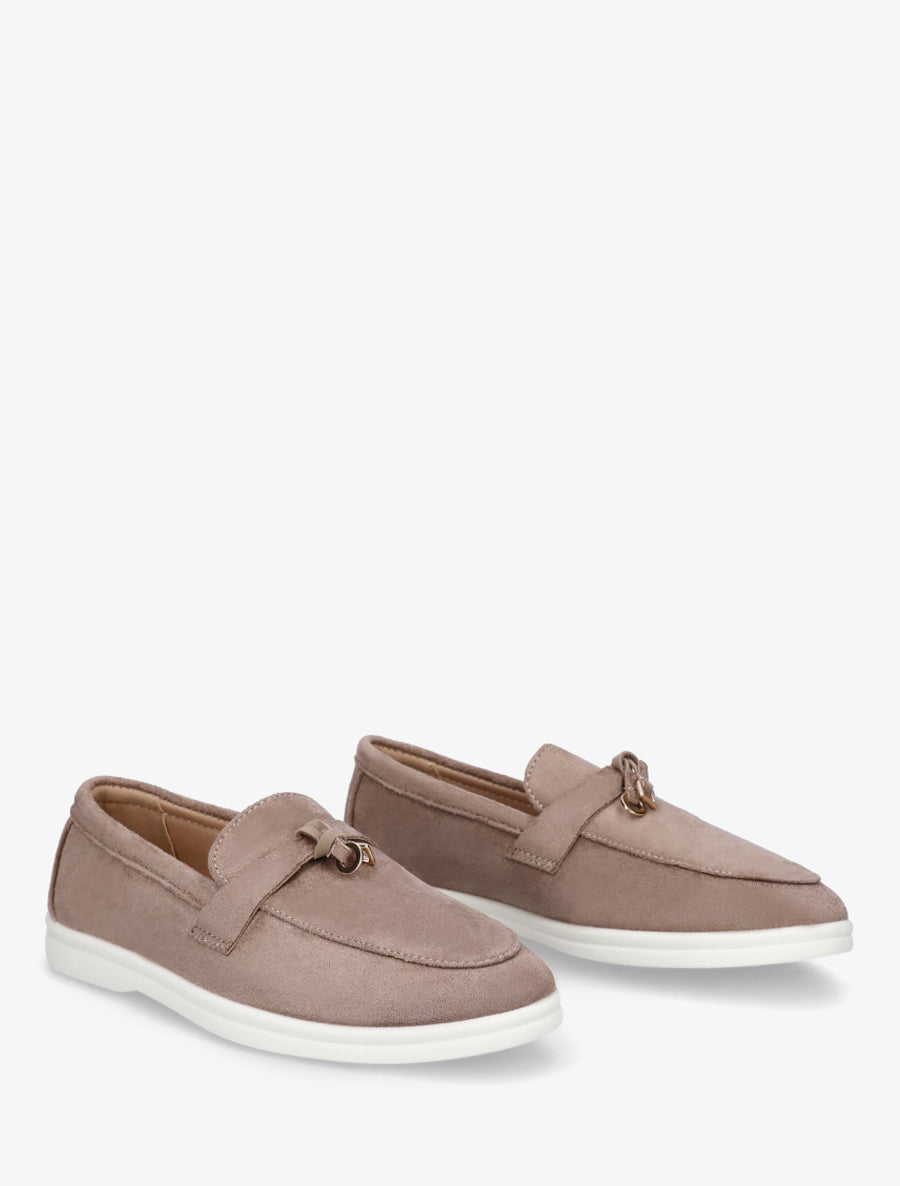 Mocassins en suédine à semelle plate - Taupe - 4