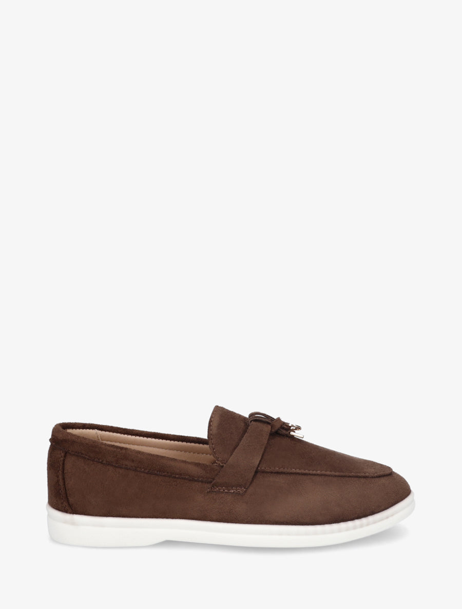 Mocassins en suédine à semelle plate - Marron - 1