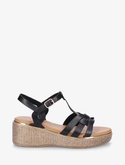 Sandales compensées style salomé - Noir - 1