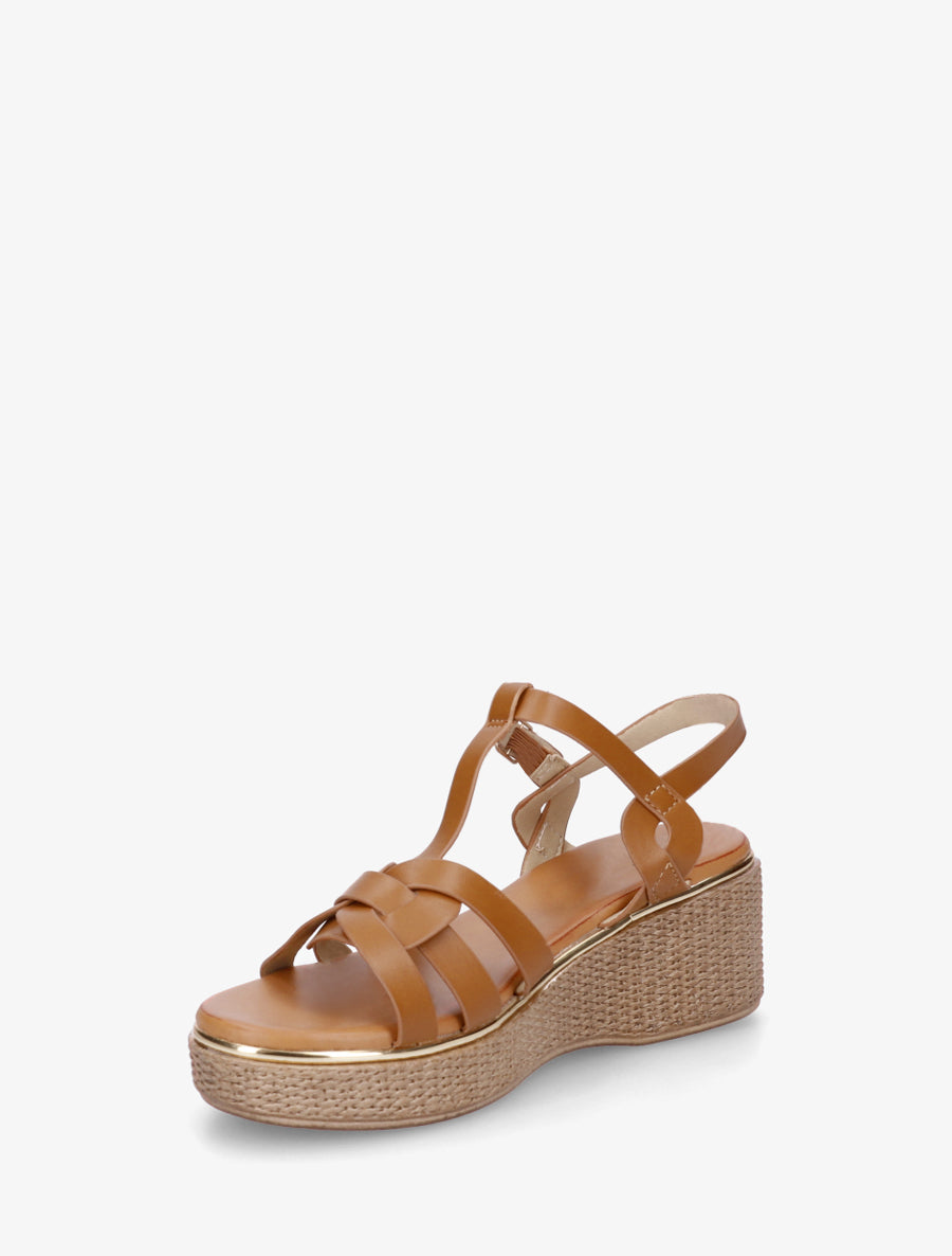 Sandales compensées style salomé - Camel - 3