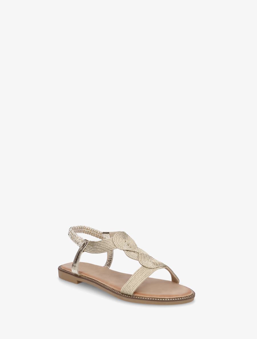 Nu-pieds tressés à cheville élastiquée - Or - 2