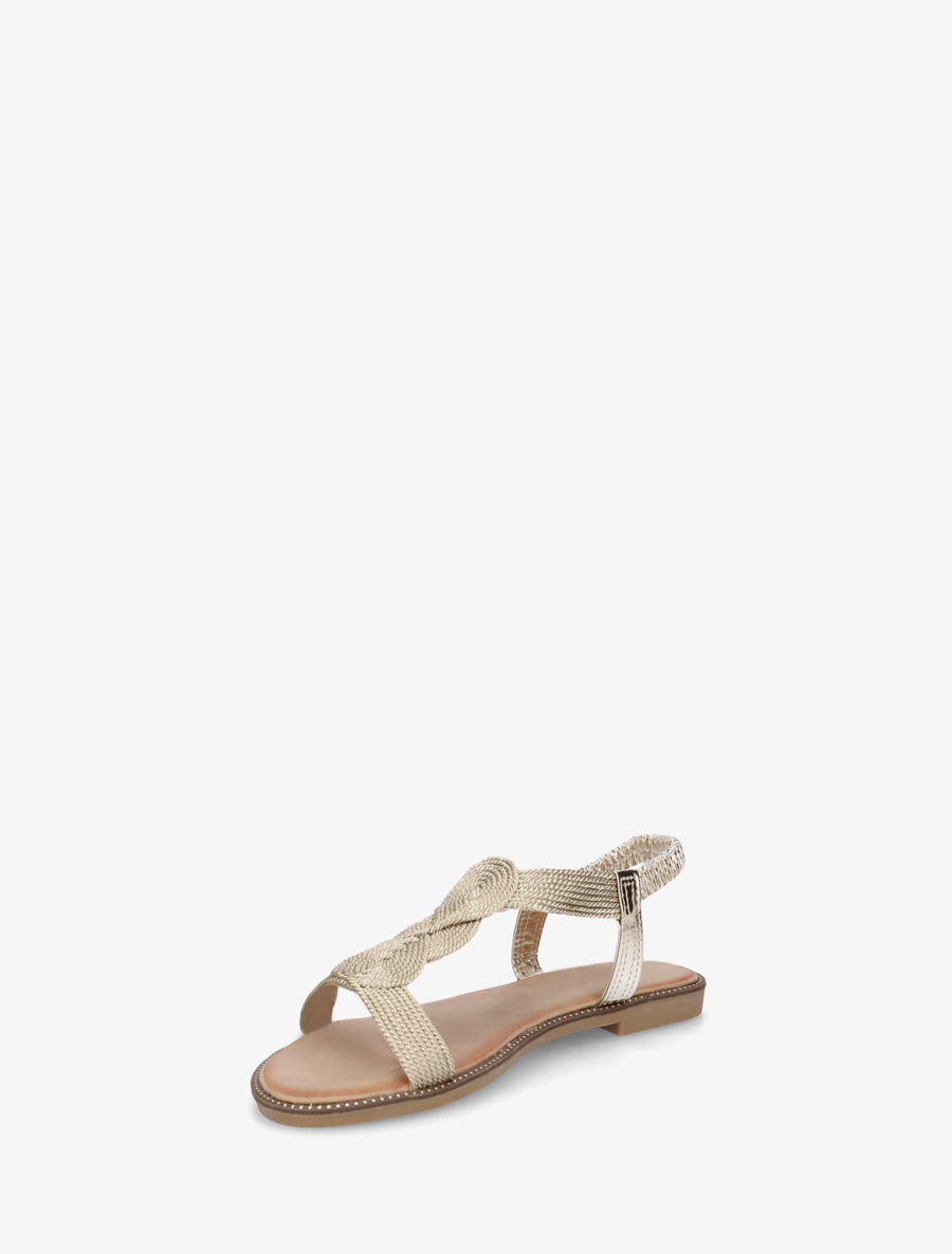 Nu-pieds tressés à cheville élastiquée - Or - 3