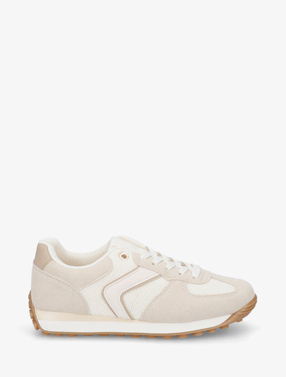 Baskets classiques en suédine et tissu - Beige - 1