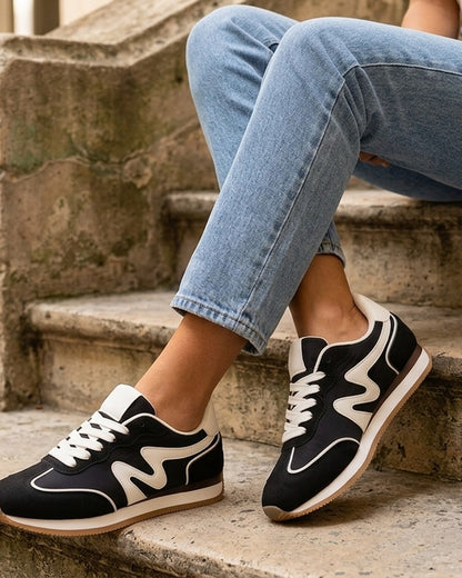 Sneakers à empiècement nubuck - Noir