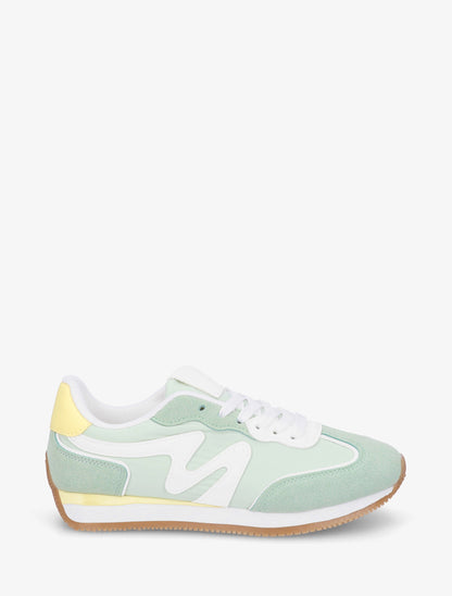 Sneakers à empiècement nubuck - Vert d&