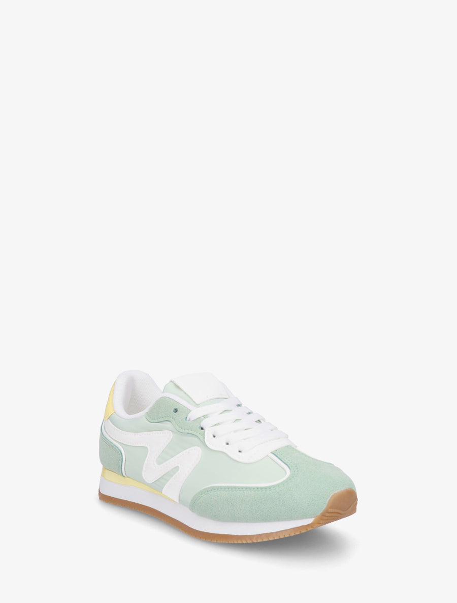 Sneakers à empiècement nubuck - Vert d&