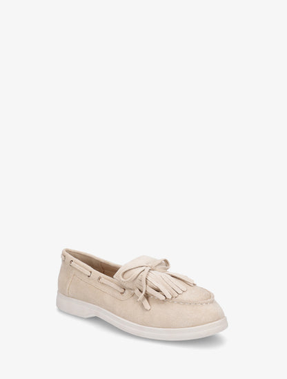 Mocassins en suédine à franges et noeud - Beige - 2