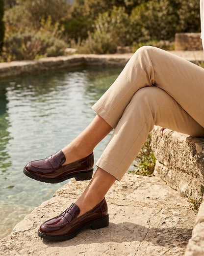 Mocassins vernis en simili - Marron