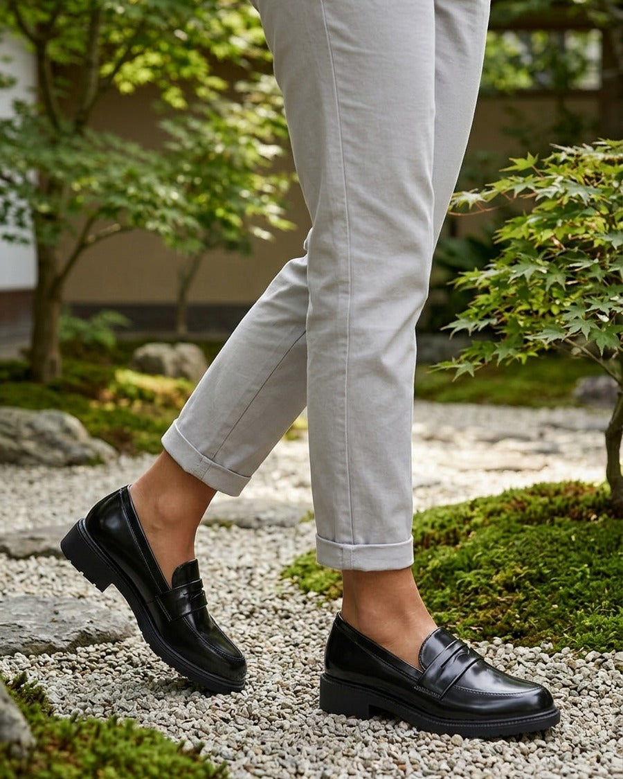 Mocassins unis en simili - Noir