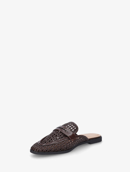 Mules style mocassin effet tressé - Marron - 3