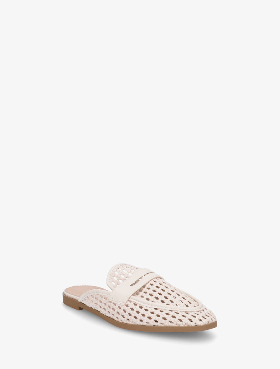 Mules style mocassin effet tressé - Beige - 2