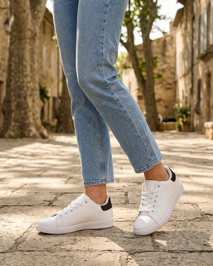 Sneakers basiques en simili - Noir/blanc