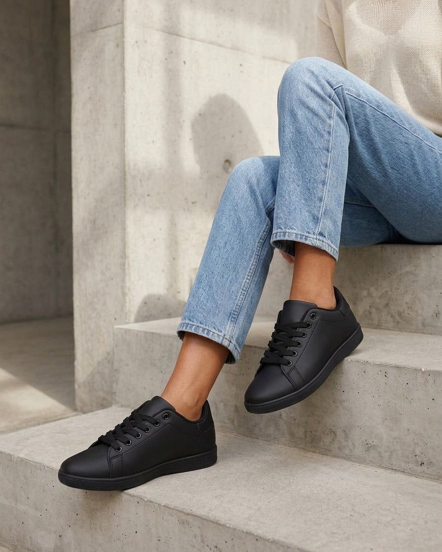 Sneakers basiques en simili - Noir