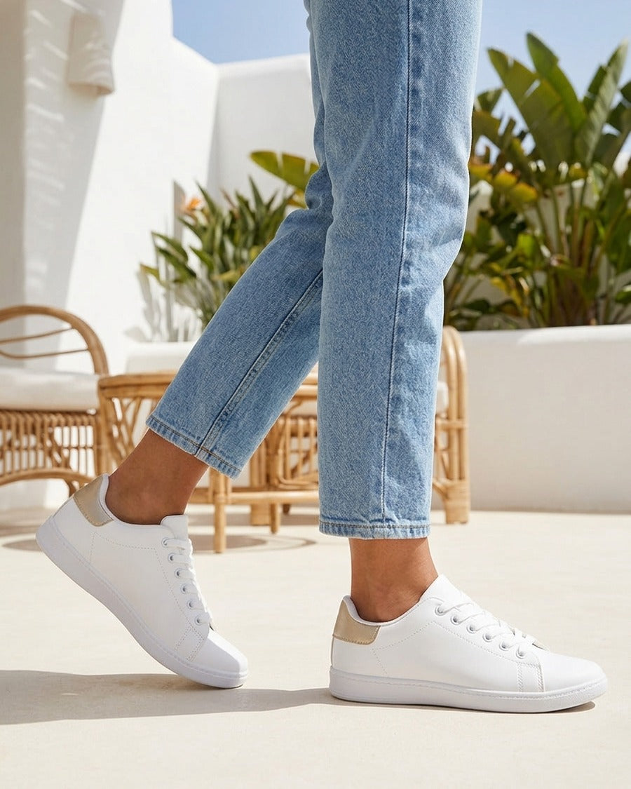 Sneakers basiques en simili - Or
