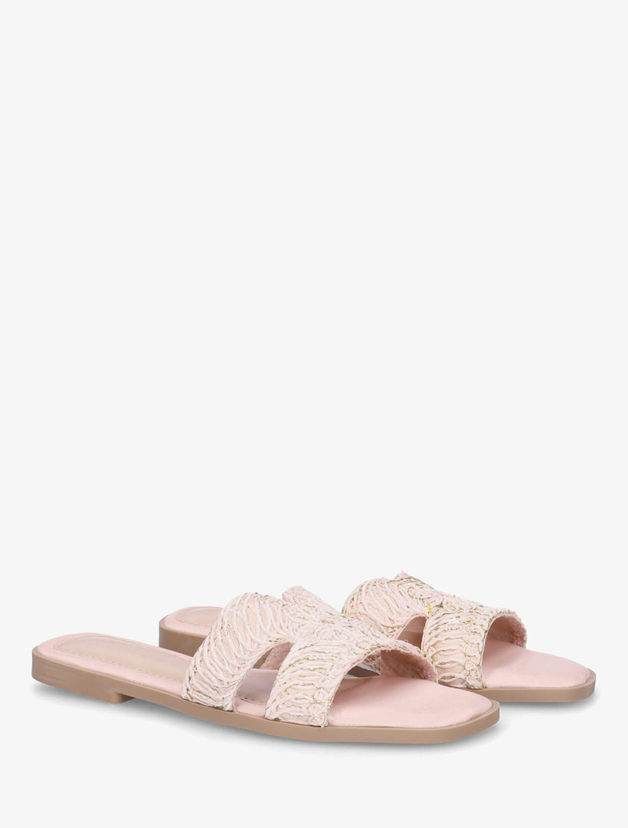 Claquettes en simili à détail irisé - Rose - 4