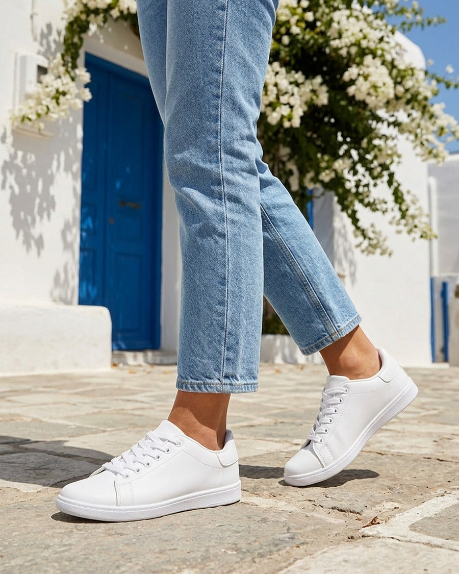 Sneakers basiques en simili - Blanc