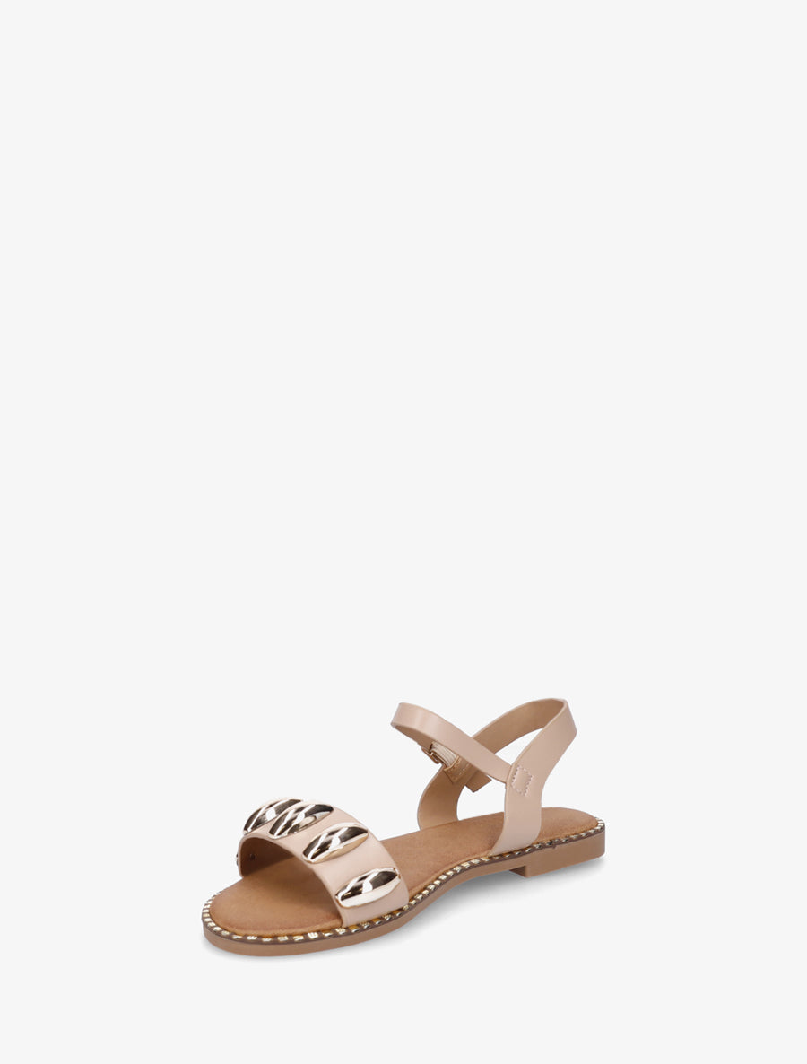 Nu-pieds en simili à bijoux ovales - Taupe - 3