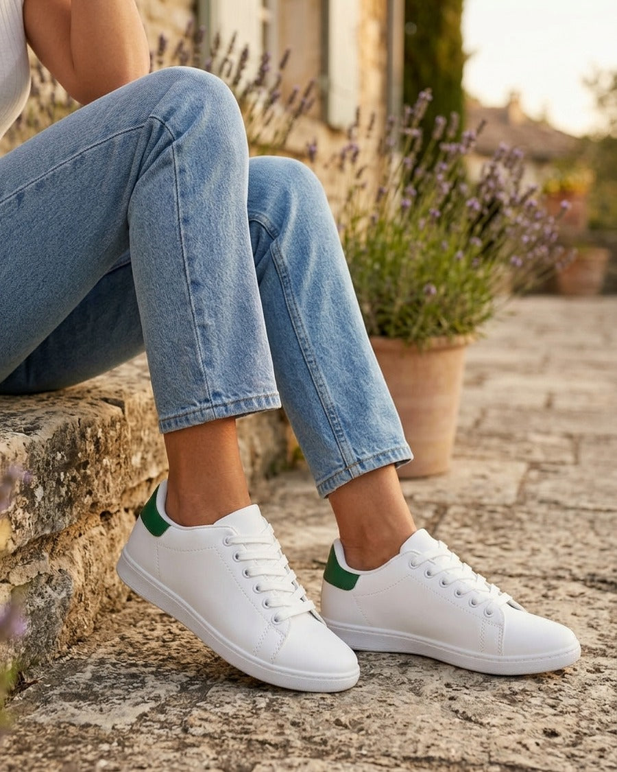 Sneakers basiques en simili - Vert