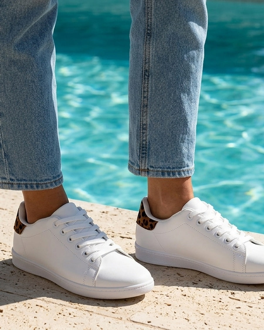 Sneakers basiques en simili - Camel
