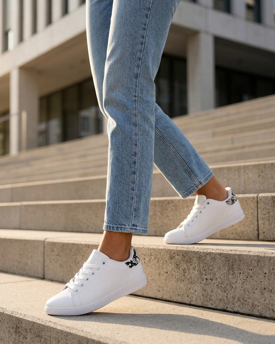 Sneakers basiques en simili - Beige