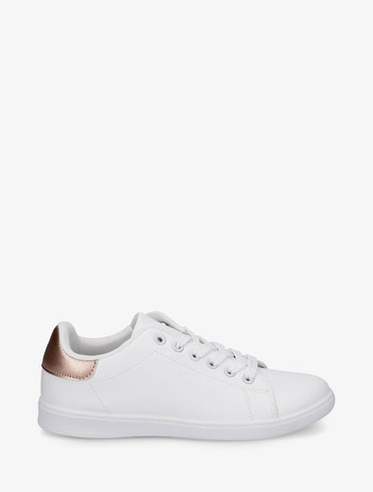 Sneakers basiques en simili - Doré rose - 1