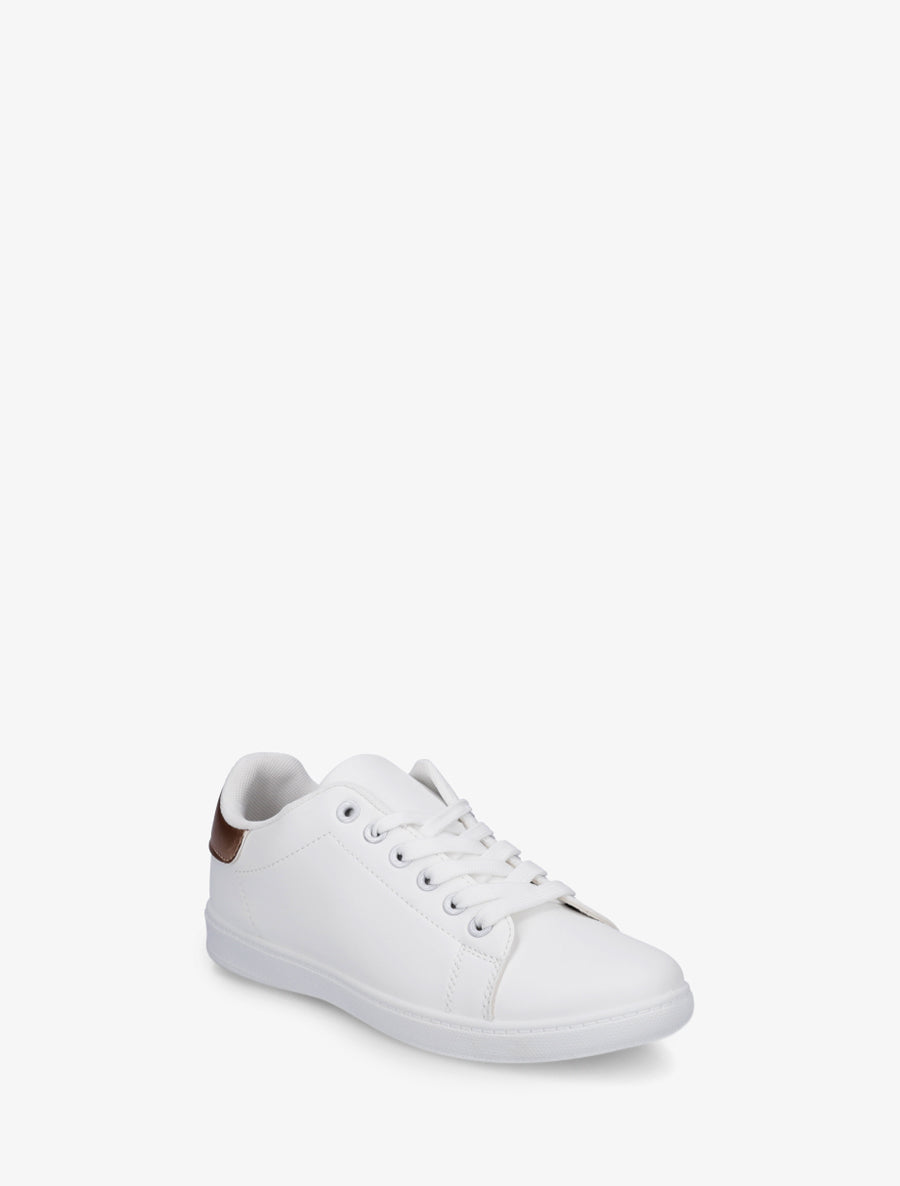 Sneakers basiques en simili - Doré rose - 2
