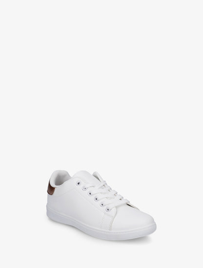 Sneakers basiques en simili - Doré rose - 2