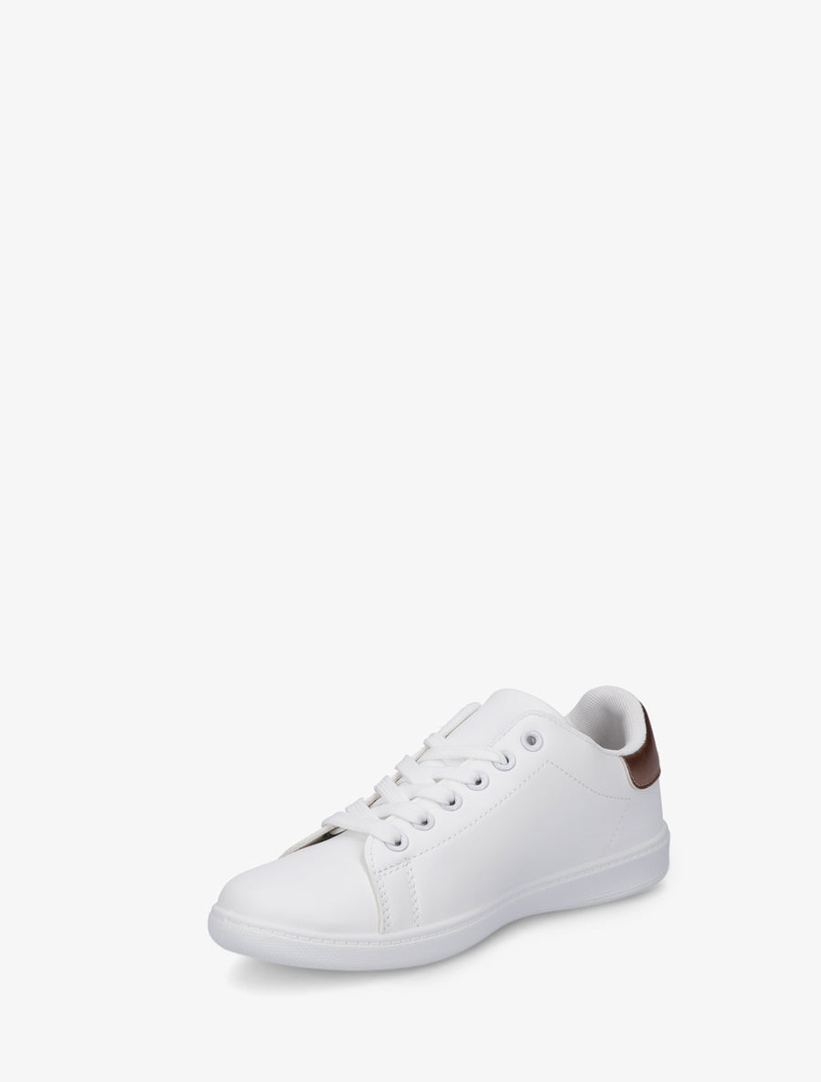 Sneakers basiques en simili - Doré rose - 3