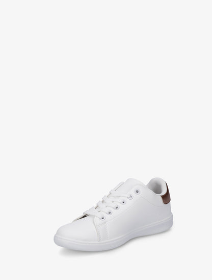 Sneakers basiques en simili - Doré rose - 3