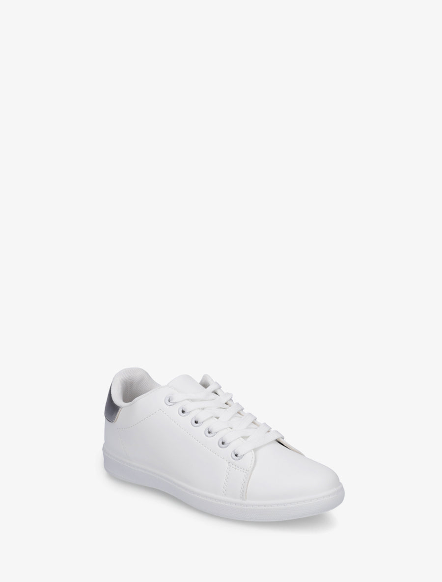 Sneakers basiques en simili - Argent - 2