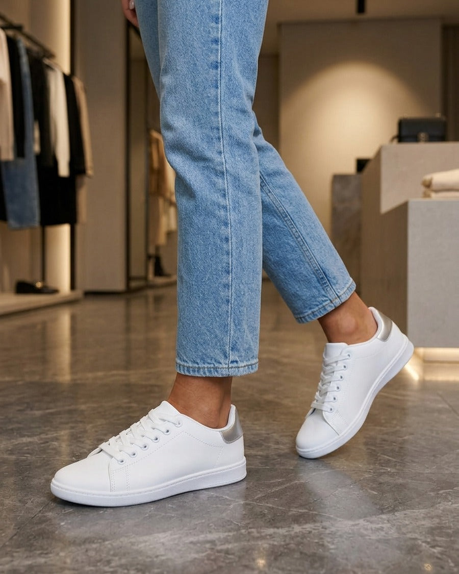 Sneakers basiques en simili - Argent