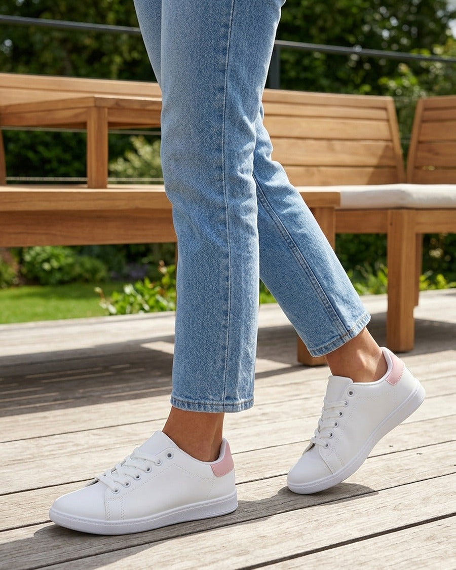 Sneakers basiques en simili - Rose