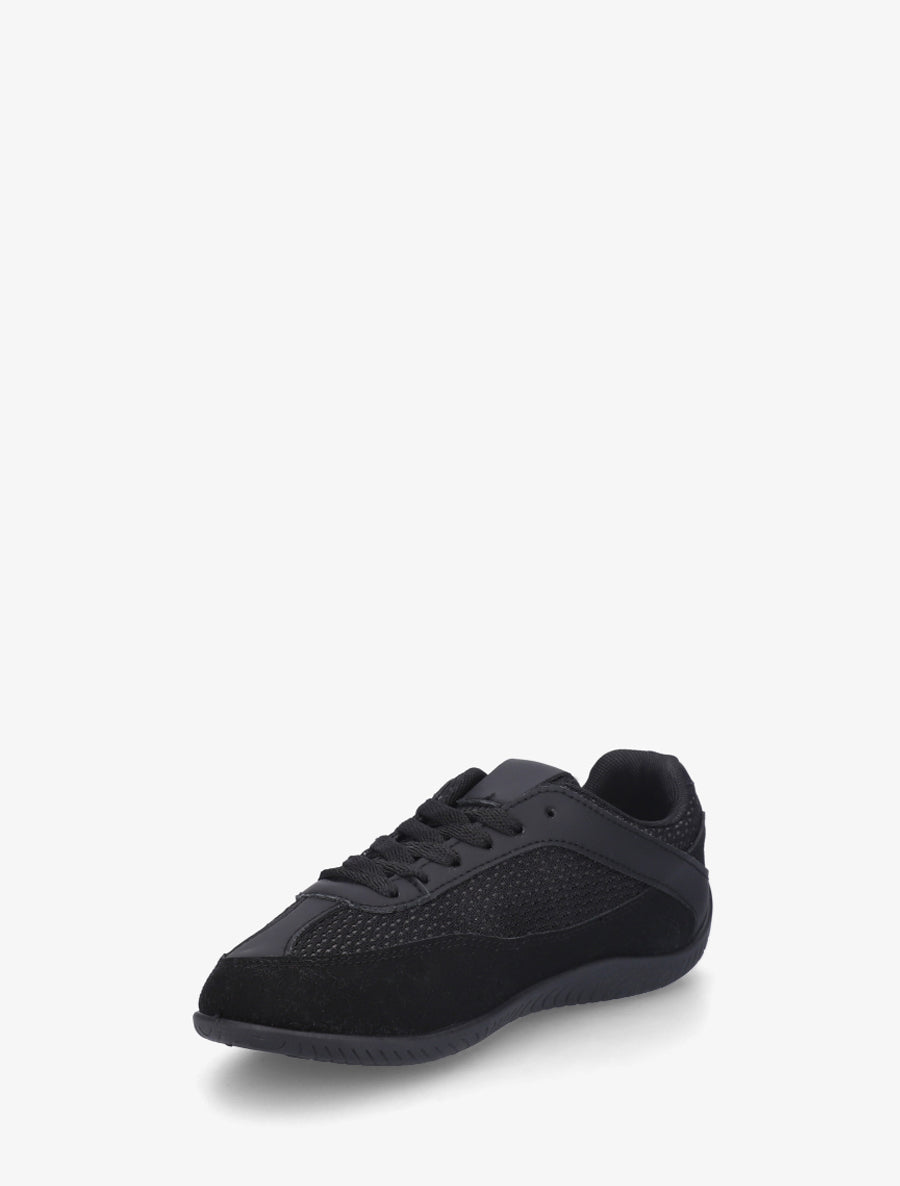 Sneakers en simili et toile - Noir - 3