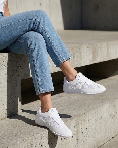 Sneakers en simili et toile - Blanc