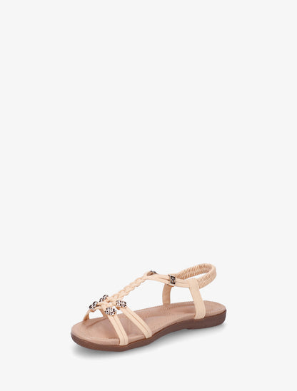 Nu-pieds confort à empiècement bijoux - Rose saumon - 3