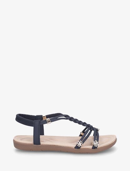 Nu-pieds confort à empiècement bijoux - Marine - 1