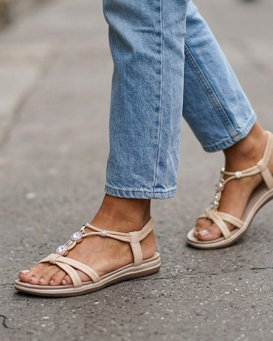 Nu-pieds confort à tour de cheville élastiquée - Rose saumon