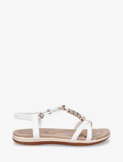 Nu-pieds à empiècement bijoux - Blanc - 1