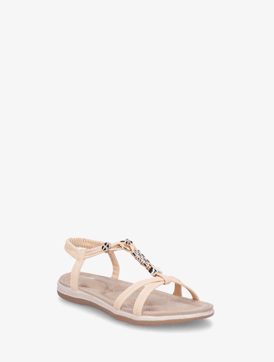 Nu-pieds à empiècement bijoux - Rose saumon - 2