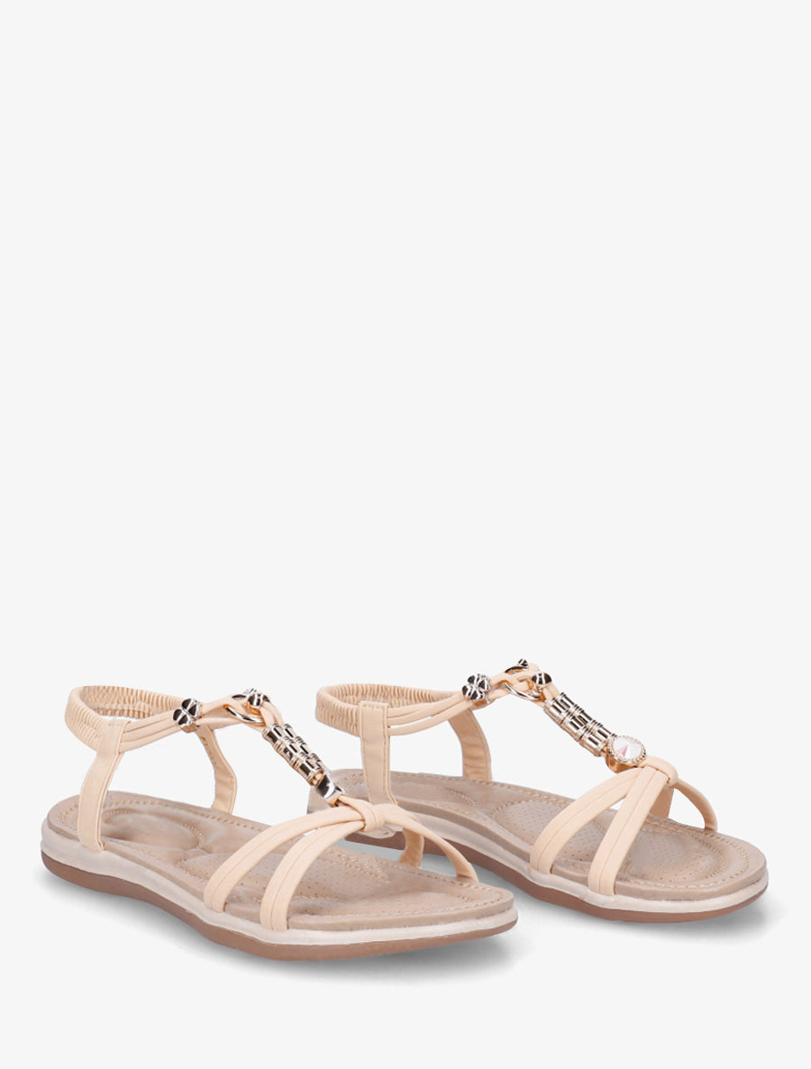 Nu-pieds à empiècement bijoux - Rose saumon - 4