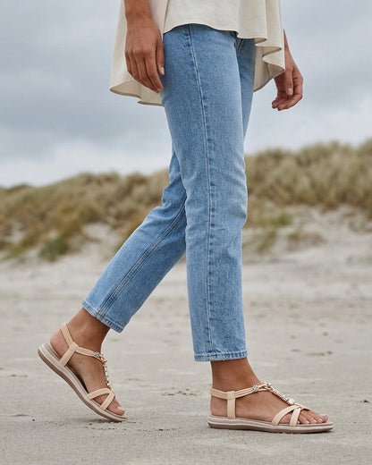 Nu-pieds à empiècement bijoux - Rose saumon