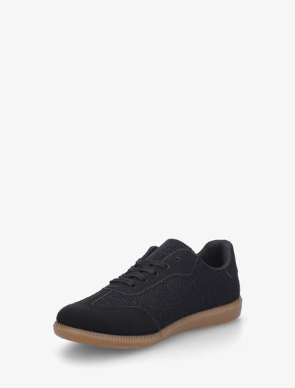 Sneakers bi-matière à semelle caoutchouc - Noir - 3