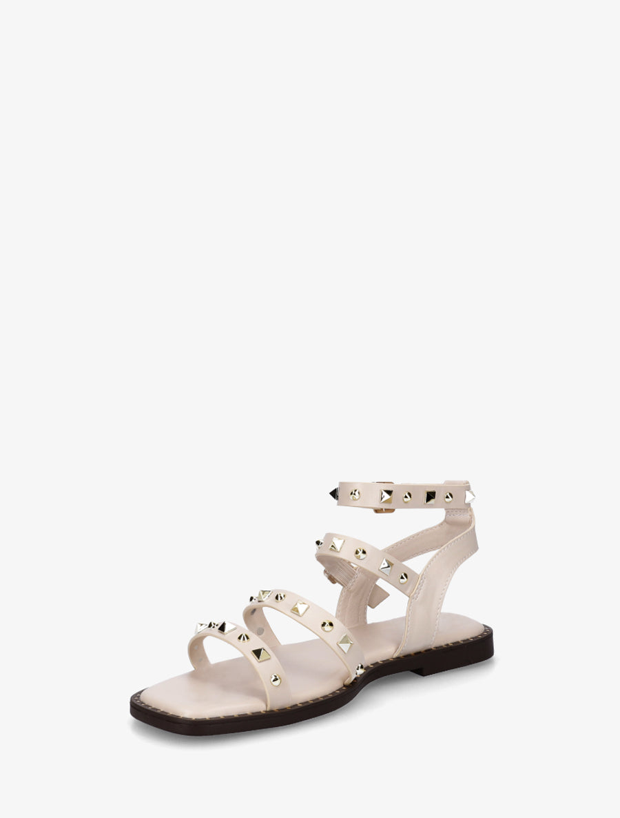 Nu-pieds à multibrides cloutées - Beige - 3